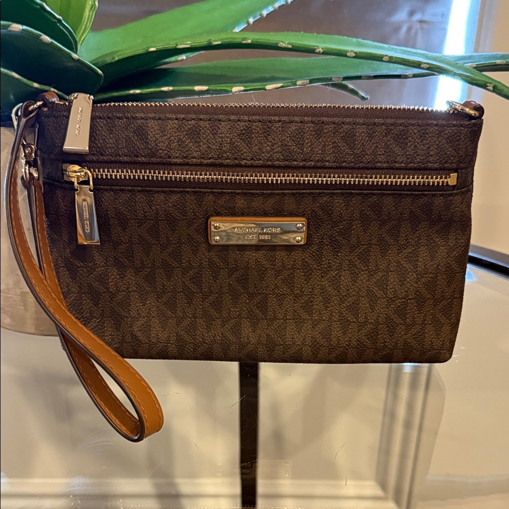 Michael Kors Brown Monogram Wristlet